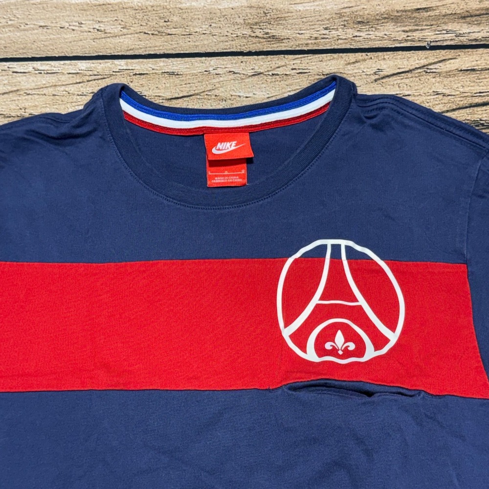 Nike Paris Saint-Germain T-Shirt Mens L Slim Navy Blue PSG Soccer 636567-410